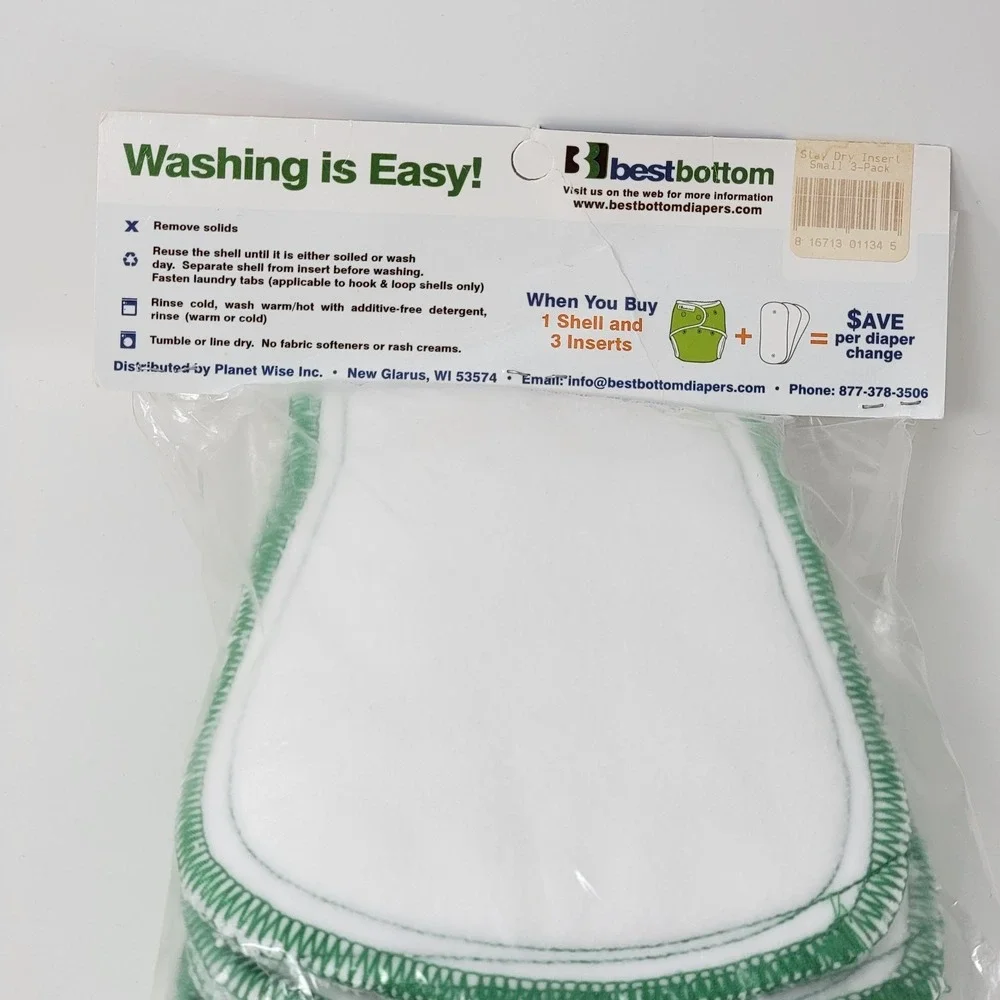 6 New Best Bottom Small Stay Dry Reusable Cloth Diaper Inserts ~ Up to 14 pounds